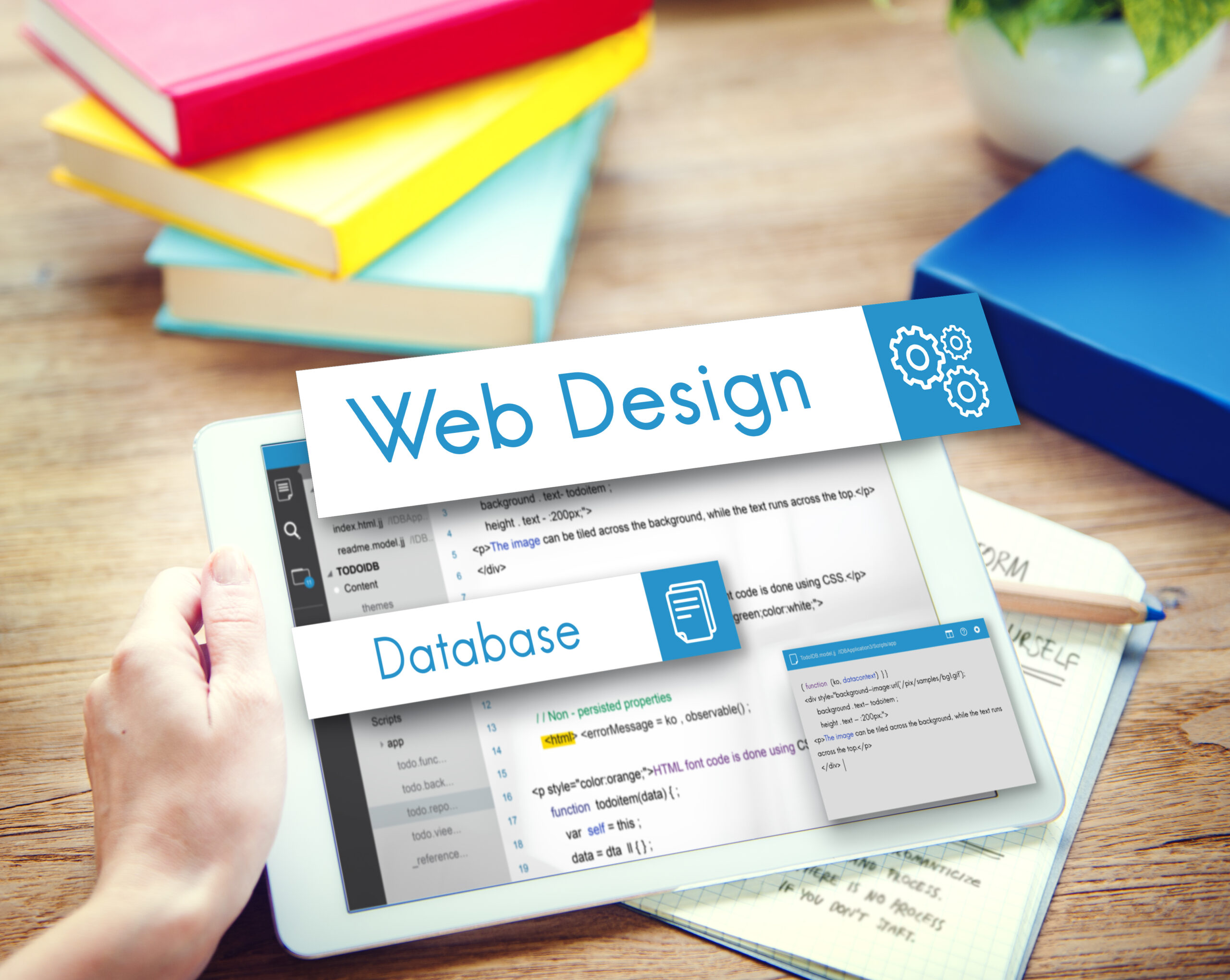 Website Design and Development Services in India showcasing modern web design, coding, and database development